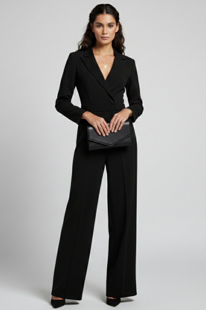 Charlotte | Women’s Wrap-Front Tailored Wide-Leg Jumpsuit