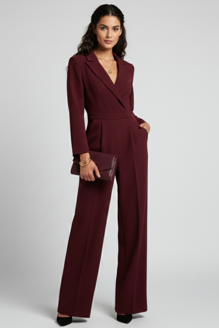 Charlotte | Women’s Wrap-Front Tailored Wide-Leg Jumpsuit