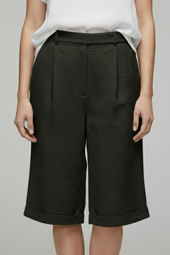 Hannah | Women’s High Waist Tailored Casual Cuffed Shorts
