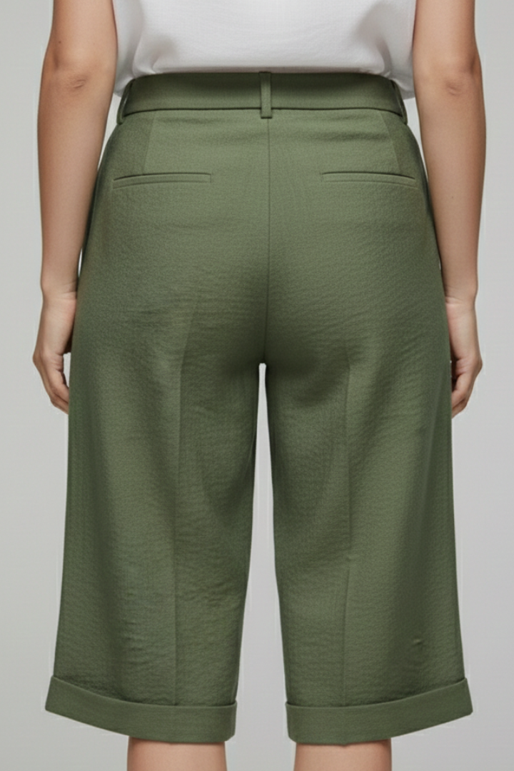 Hannah | Women’s High Waist Tailored Casual Cuffed Shorts