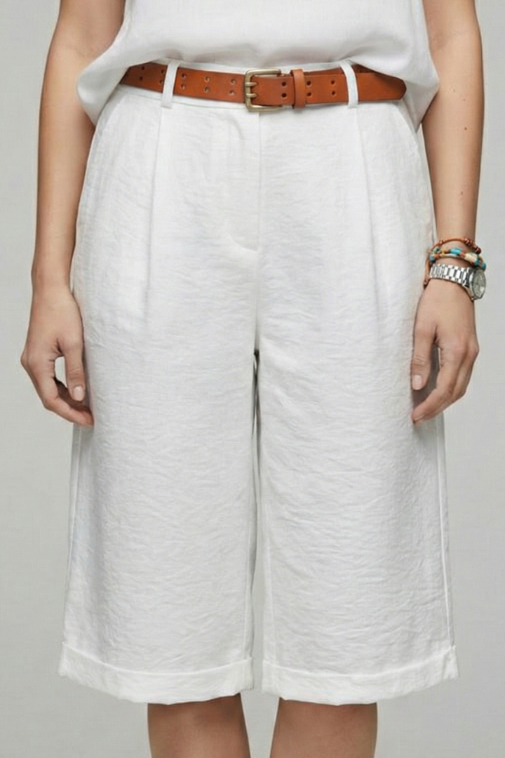 Hannah | Women’s High Waist Tailored Casual Cuffed Shorts