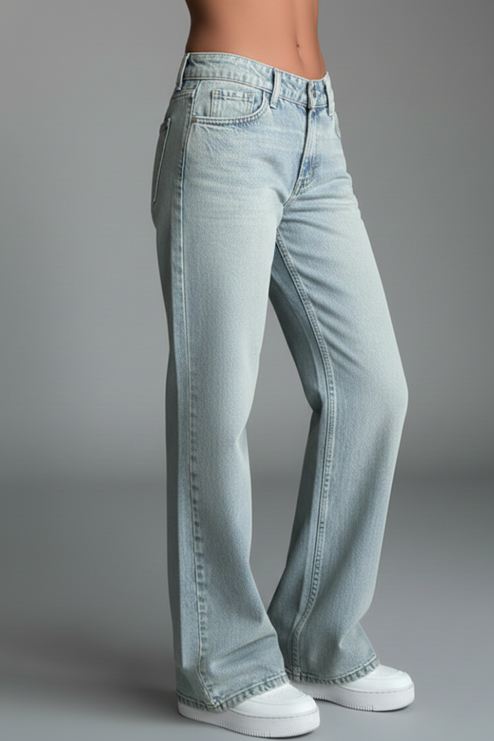 Heather | Women’s Relaxed Wide-Leg Denim Jeans with Drawstring Detail