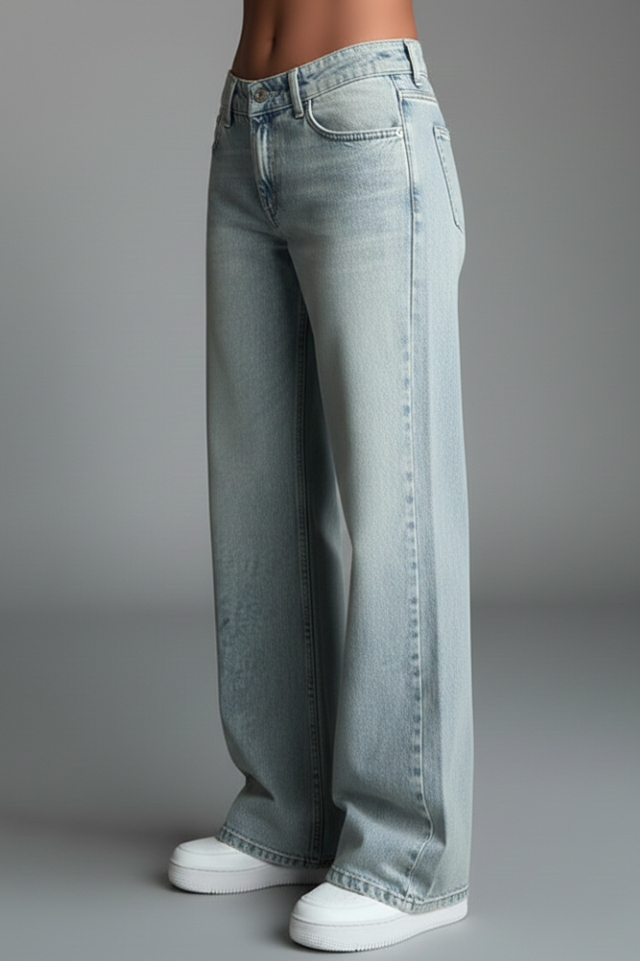 Heather | Women’s Relaxed Wide-Leg Denim Jeans with Drawstring Detail