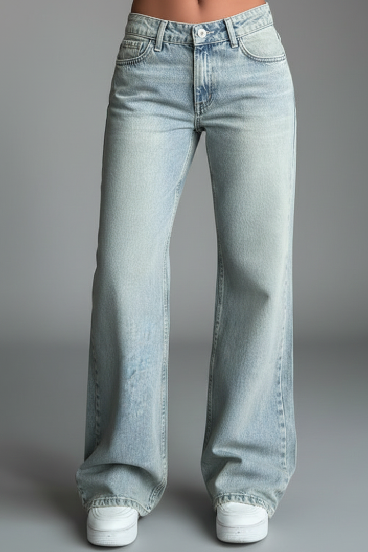 Heather | Women’s Relaxed Wide-Leg Denim Jeans with Drawstring Detail