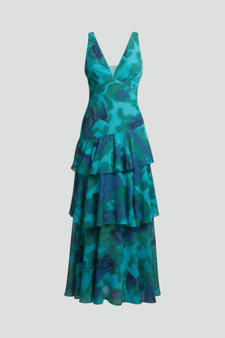 Gabriella | Women’s V-Neck Tiered Skirt Maxi Dress