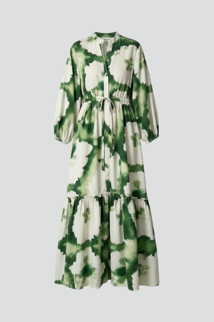 Penelope | Women’s Long Sleeve Printed Maxi Dress with V-Neck