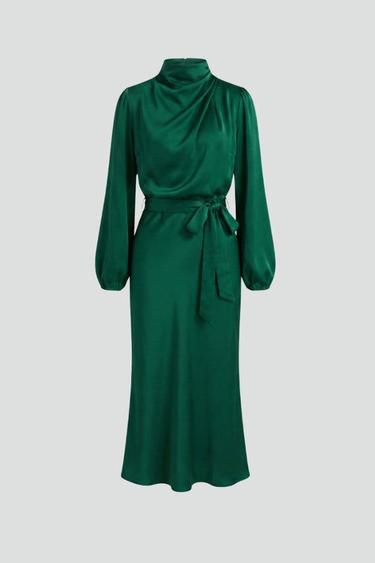 Sophia | Women’s High Neck Long Sleeve Midi Dress