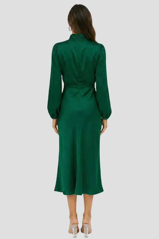 Sophia | Women’s High Neck Long Sleeve Midi Dress