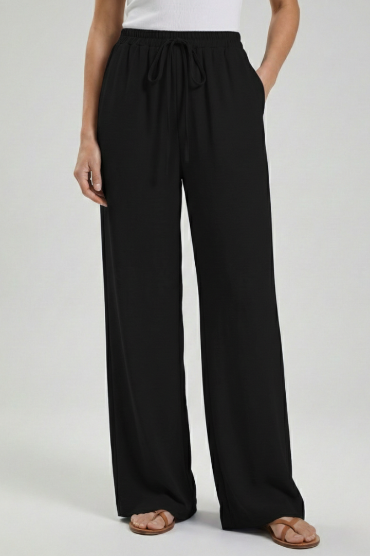 Claire | Women’s Palazzo Trousers with Drawstring Waist and Side Pockets