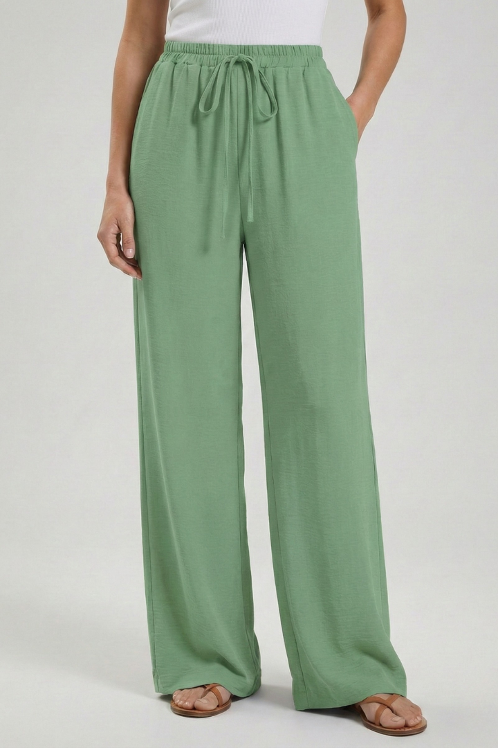 Claire | Women’s Palazzo Trousers with Drawstring Waist and Side Pockets