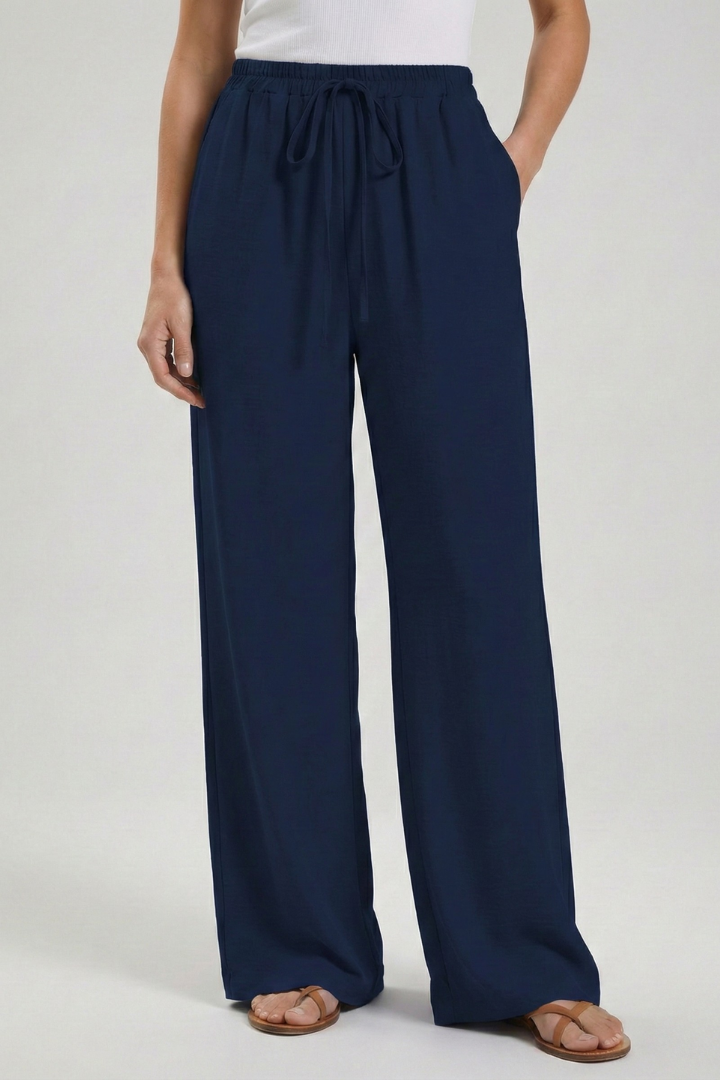 Claire | Women’s Palazzo Trousers with Drawstring Waist and Side Pockets