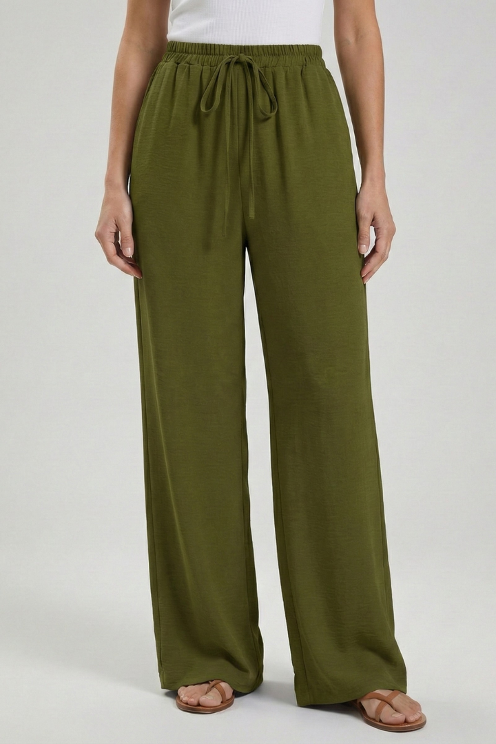 Claire | Women’s Palazzo Trousers with Drawstring Waist and Side Pockets
