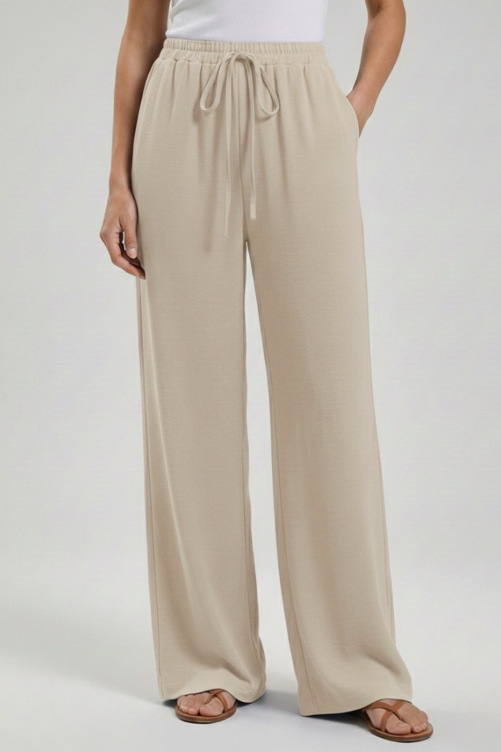 Claire | Women’s Palazzo Trousers with Drawstring Waist and Side Pockets