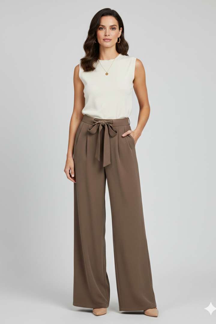 Evelyn | Women’s Wide-Leg Drawstring Waist Palazzo Trousers