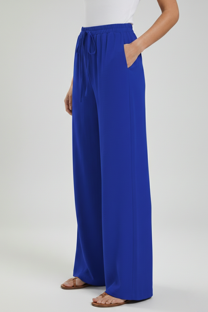 Claire | Women’s Palazzo Trousers with Drawstring Waist and Side Pockets
