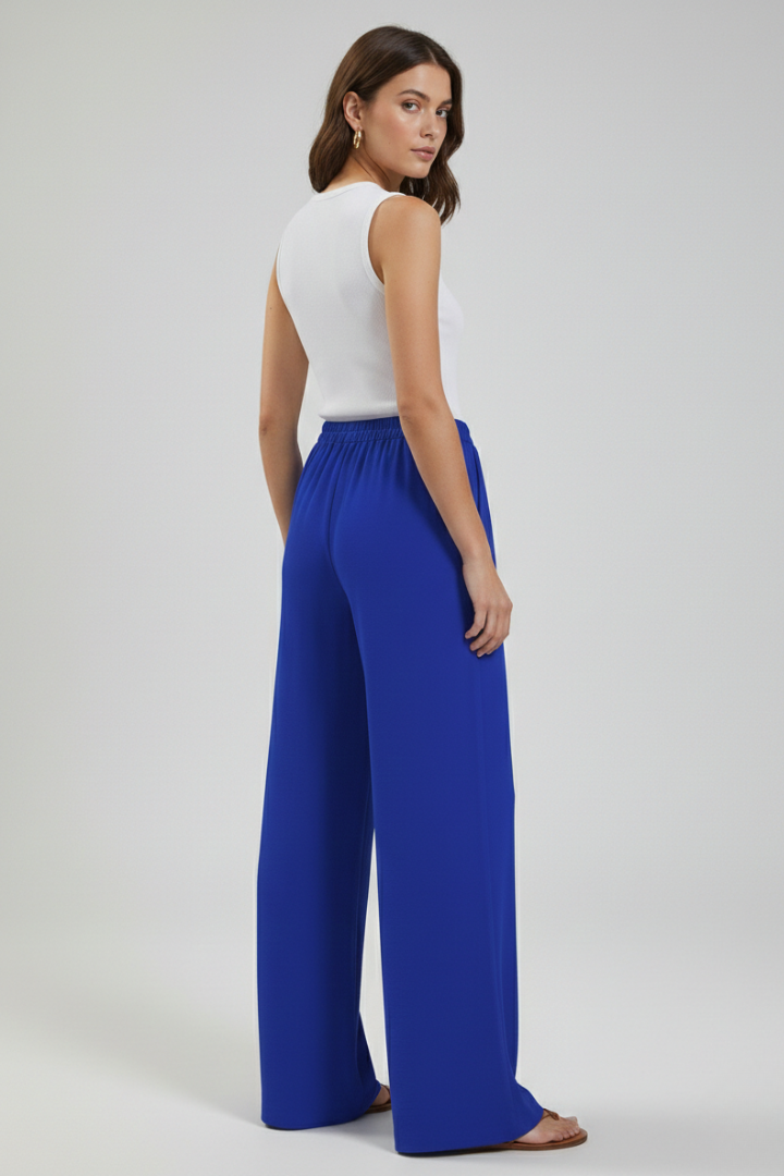 Claire | Women’s Palazzo Trousers with Drawstring Waist and Side Pockets