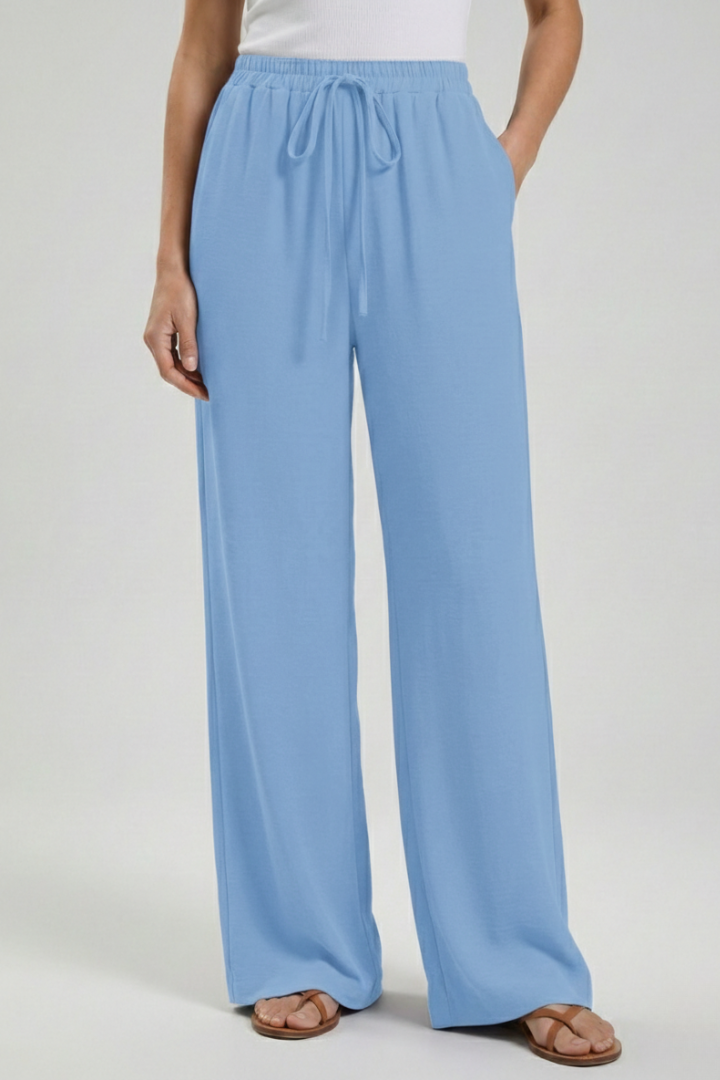 Claire | Women’s Palazzo Trousers with Drawstring Waist and Side Pockets