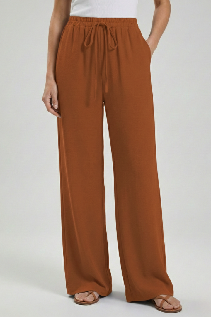 Claire | Women’s Palazzo Trousers with Drawstring Waist and Side Pockets