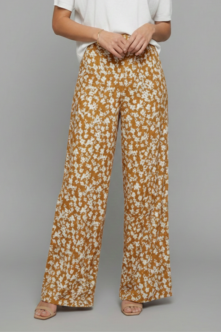 Bella | Women’s Casual Palazzo Trousers with Floral Print and Wide Legs