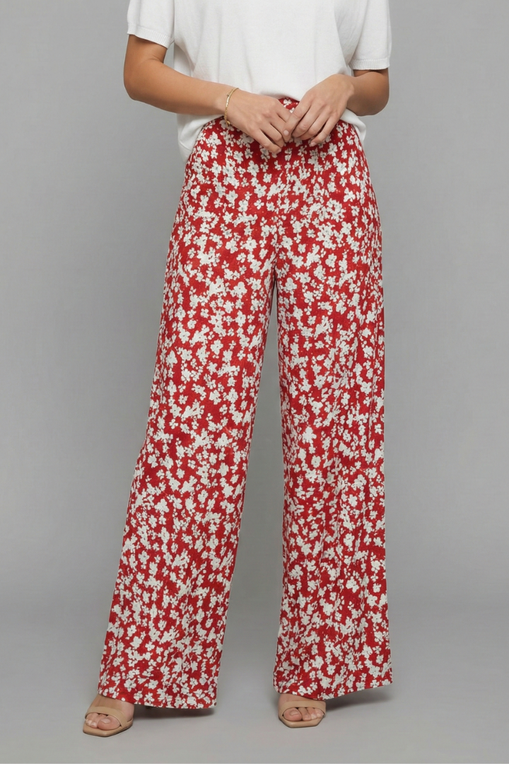 Bella | Women’s Casual Palazzo Trousers with Floral Print and Wide Legs