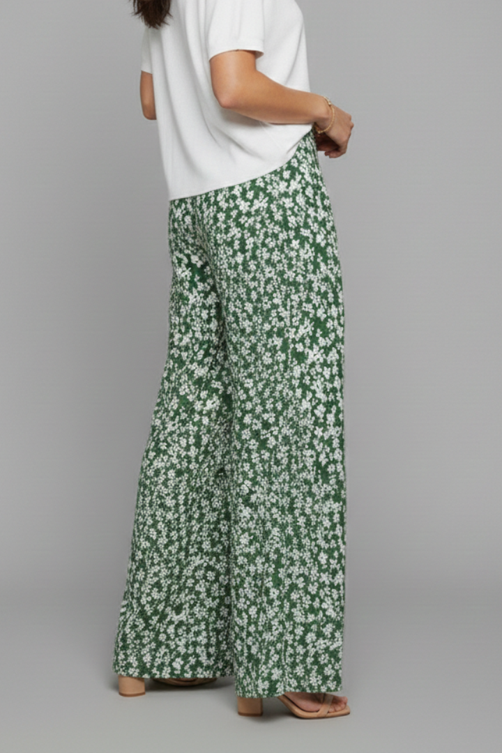 Bella | Women’s Casual Palazzo Trousers with Floral Print and Wide Legs