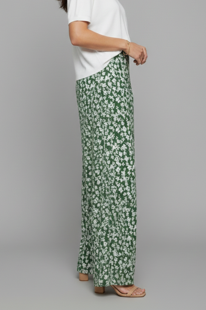 Bella | Women’s Casual Palazzo Trousers with Floral Print and Wide Legs