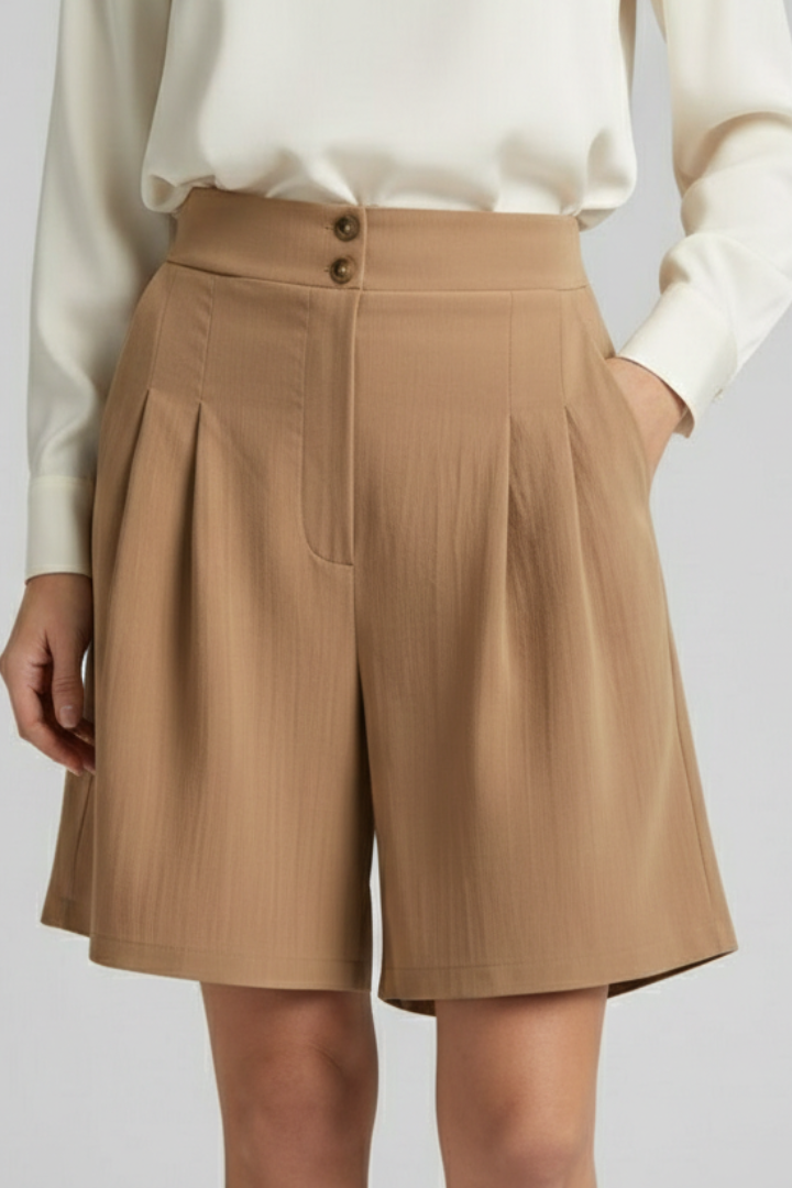 Jessica | Women’s High Waist Pleated Tailored Shorts