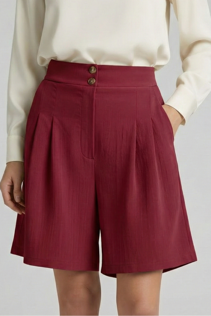 Jessica | Women’s High Waist Pleated Tailored Shorts