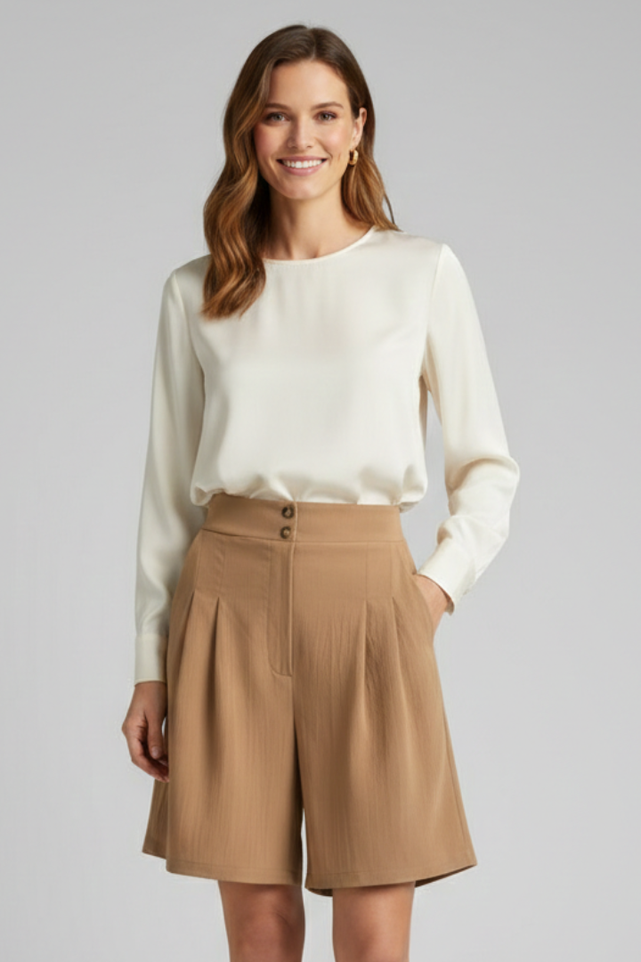 Jessica | Women’s High Waist Pleated Tailored Shorts