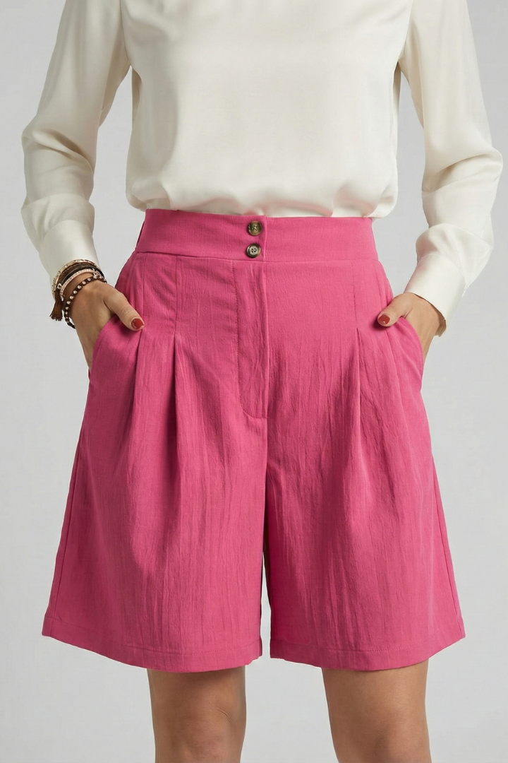 Jessica | Women’s High Waist Pleated Tailored Shorts