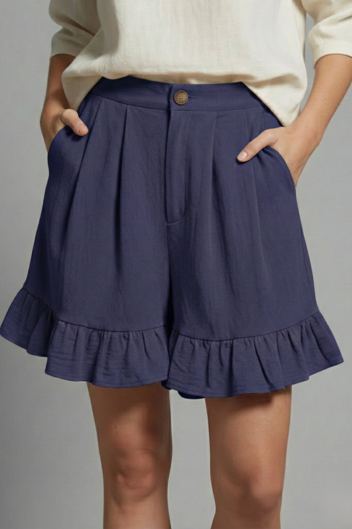 Jacklyn | Women’s High Waist Ruffle Hem Casual Shorts