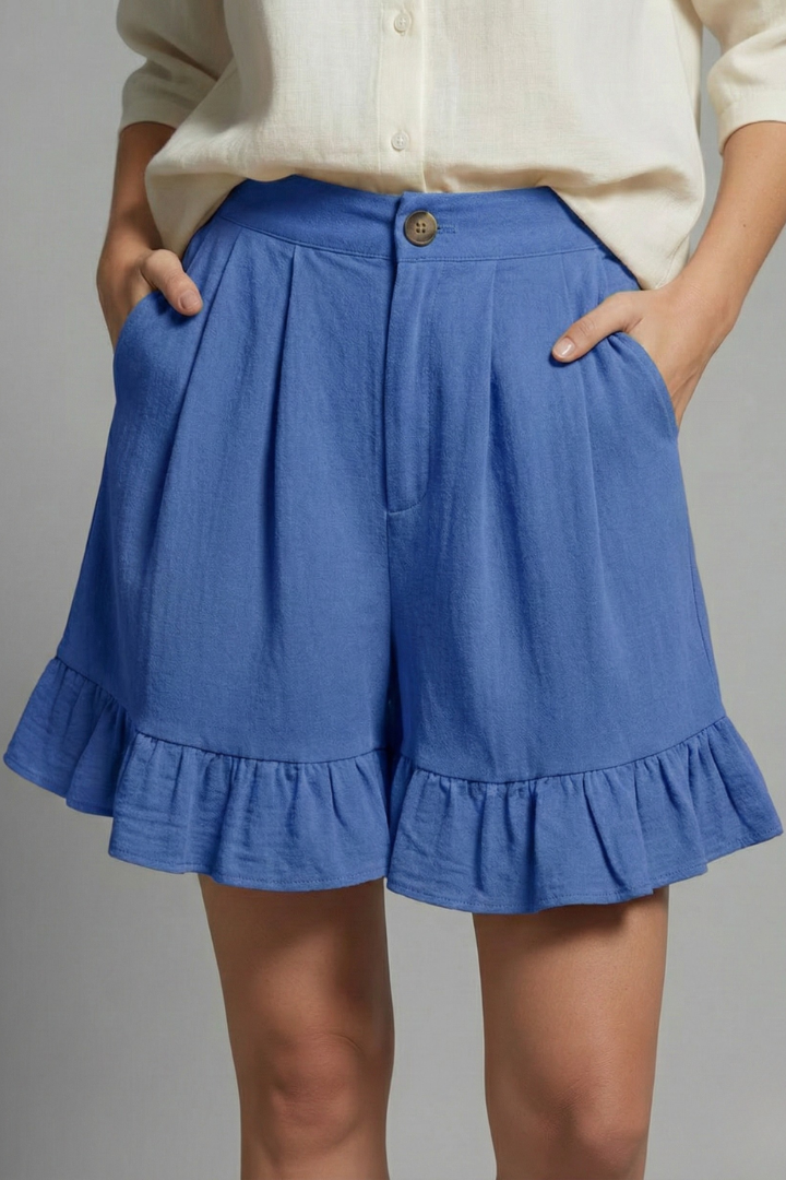 Jacklyn | Women’s High Waist Ruffle Hem Casual Shorts