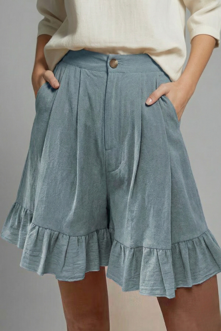 Jacklyn | Women’s High Waist Ruffle Hem Casual Shorts