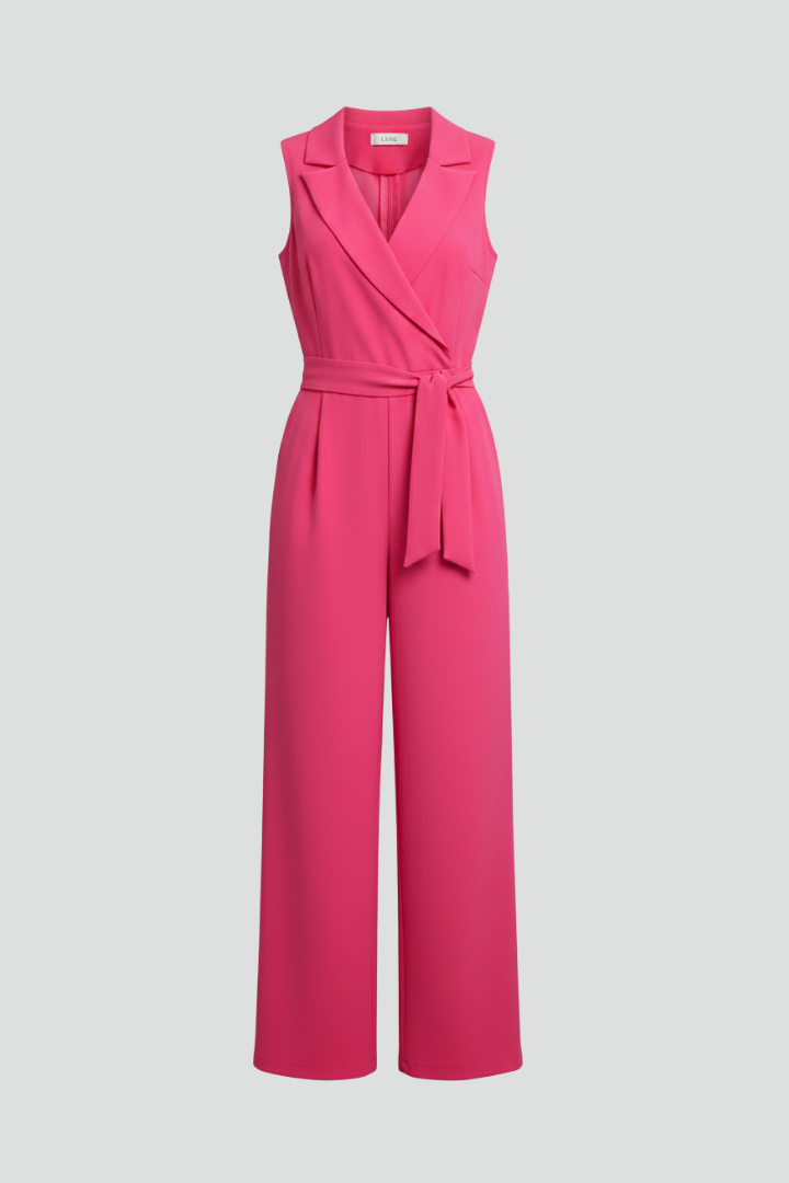 Kimberly | Women’s V-Neck Sleeveless Tie-Waist Jumpsuit
