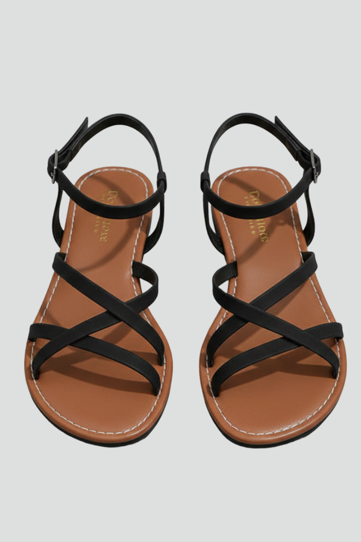 Isabella | Women’s Strappy Flat Sandals with Ankle Strap and Open Toe