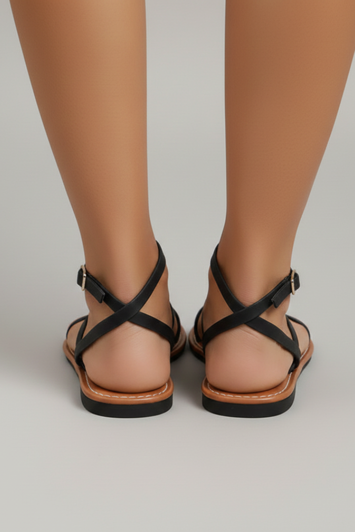 Isabella | Women’s Strappy Flat Sandals with Ankle Strap and Open Toe