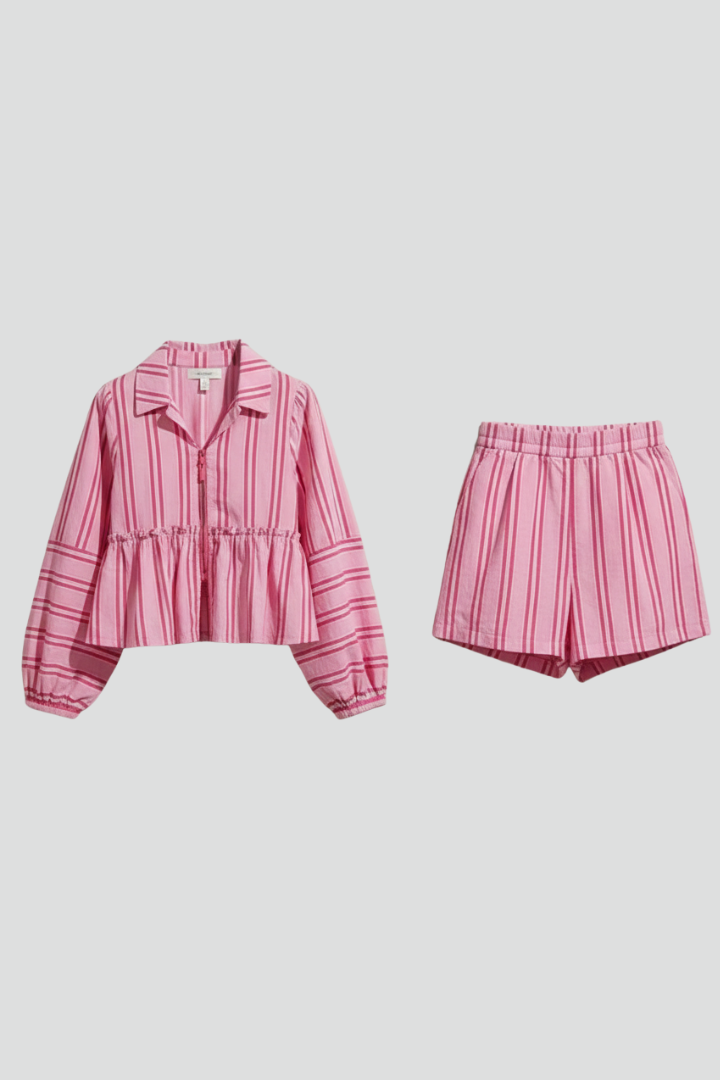 Elizabeth | Women’s Striped Long Sleeve Shorts Set