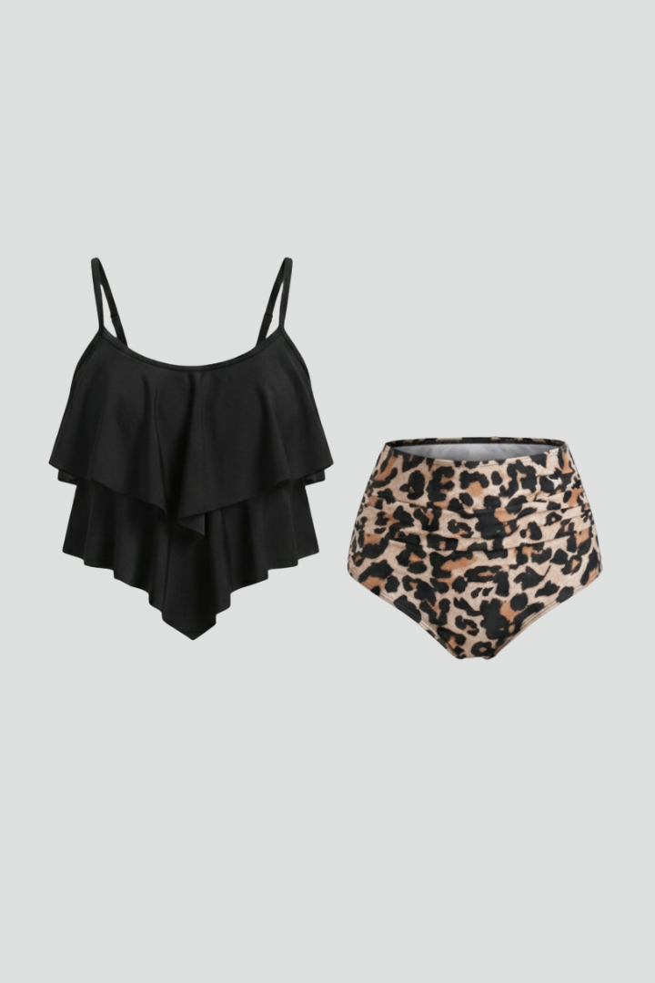 Claire | Women’s Ruffle Top Tankini Set with High Waist Bottom