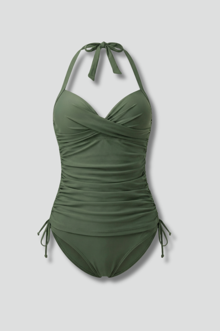 Nicole | Women’s V-Neck Ruched Side Tankini Swimsuit