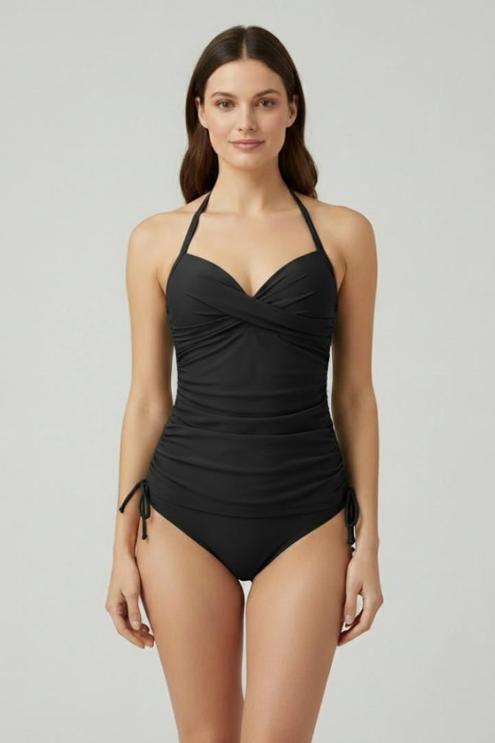 Nicole | Women’s V-Neck Ruched Side Tankini Swimsuit
