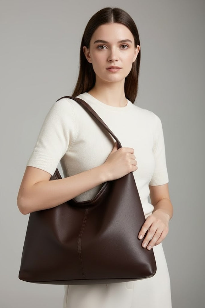 Maria | Women’s Classic Tote Bag with Faux Outer and Large Inner Pocket