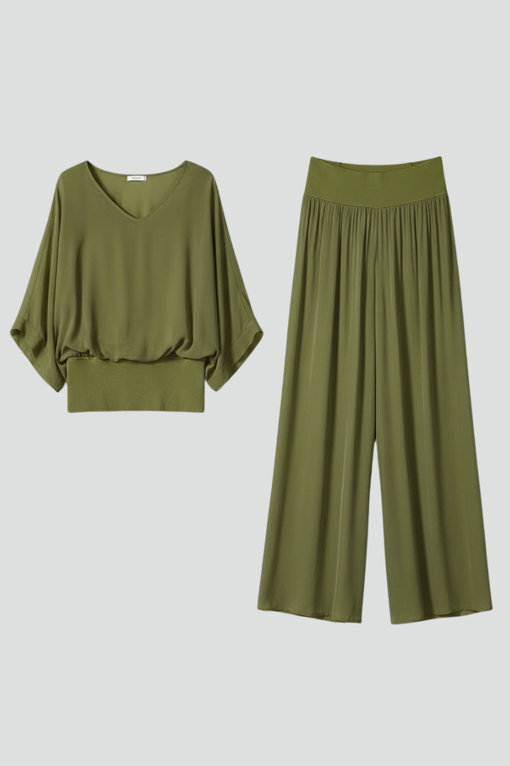 Natalie | Women’s Chiffon Two-Piece Wide-Leg Set