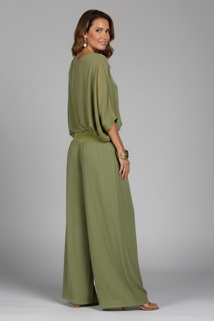 Natalie | Women’s Chiffon Two-Piece Wide-Leg Set