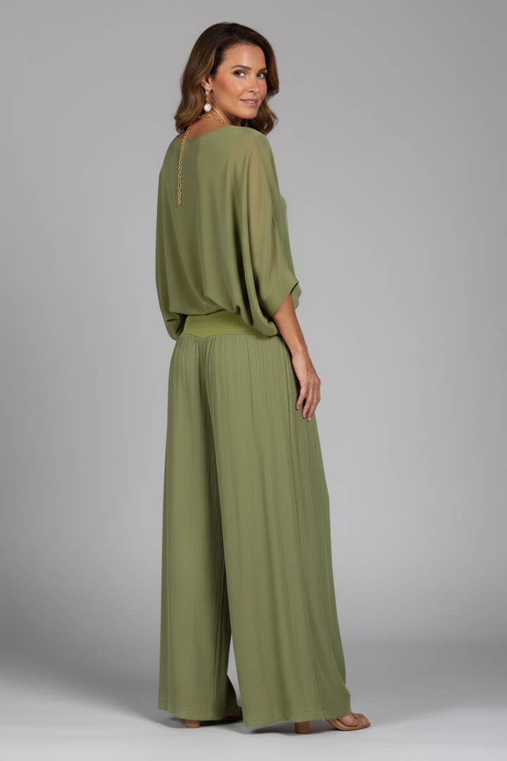 Natalie | Women’s Chiffon Two-Piece Wide-Leg Set
