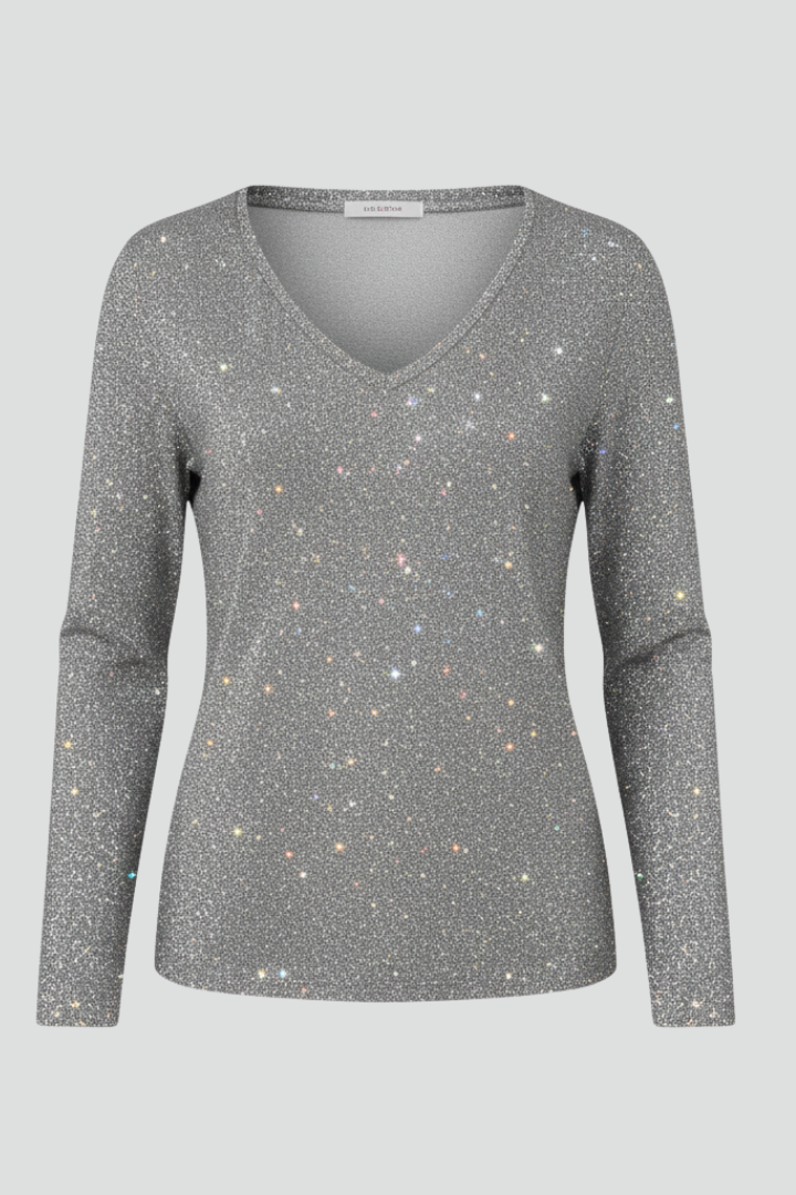 Samantha | Women’s Sequin V-Neck Long Sleeve Sweater
