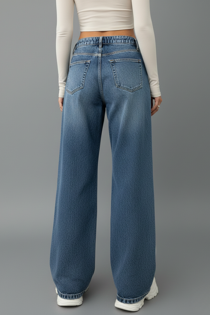 Gabriella | Women’s Relaxed Wide-Leg Denim Jeans with Drawstring Detail
