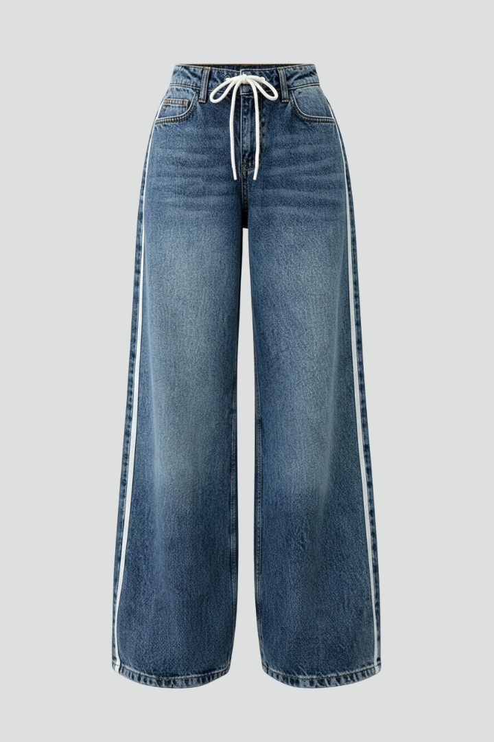Gabriella | Women’s Relaxed Wide-Leg Denim Jeans with Drawstring Detail