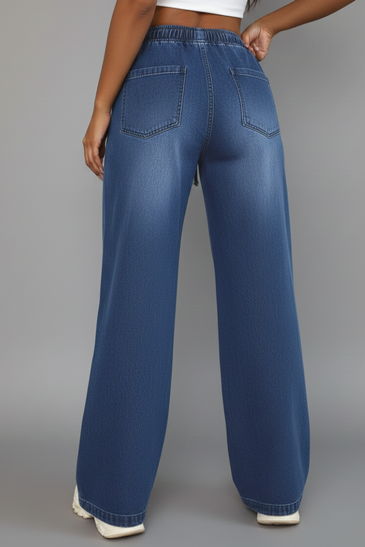 Lauren | Women’s Casual Wide-Leg Trousers with Drawstring Waist and Patch Pockets