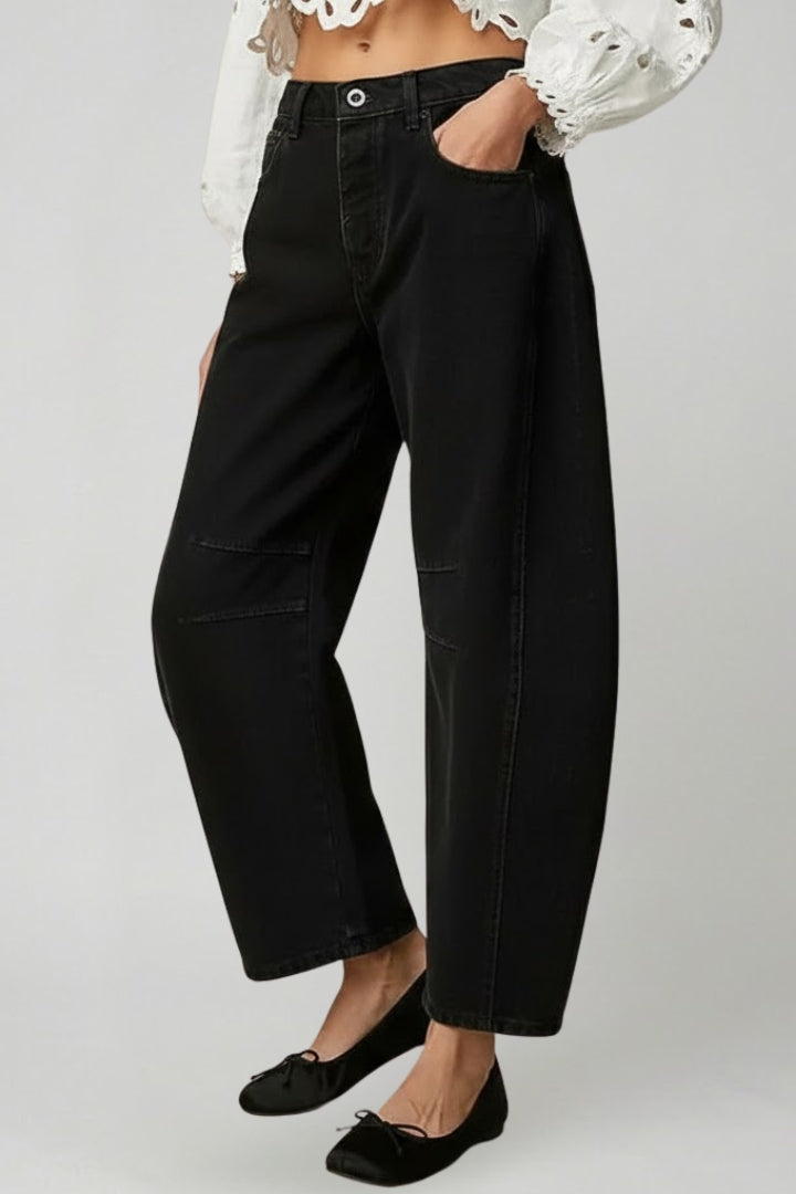 Jennifer | Women’s Casual Mid-Waist Denim Jeans with Front Closure