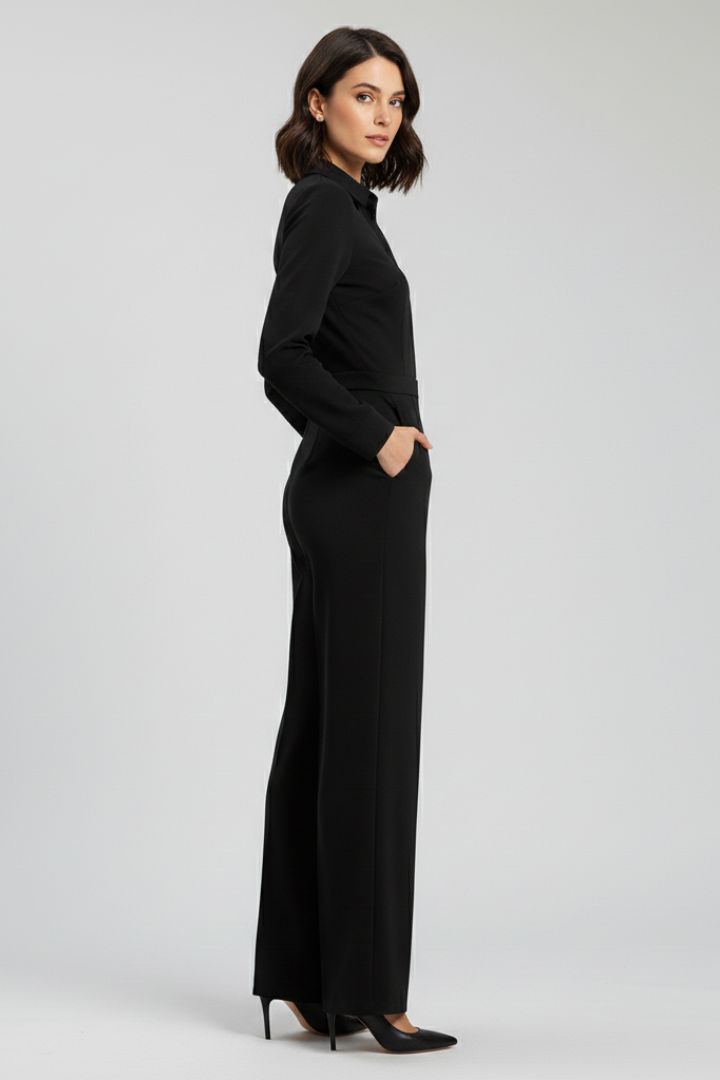 Elizabeth | Women’s Collared Wide-Leg Tailored Jumpsuit